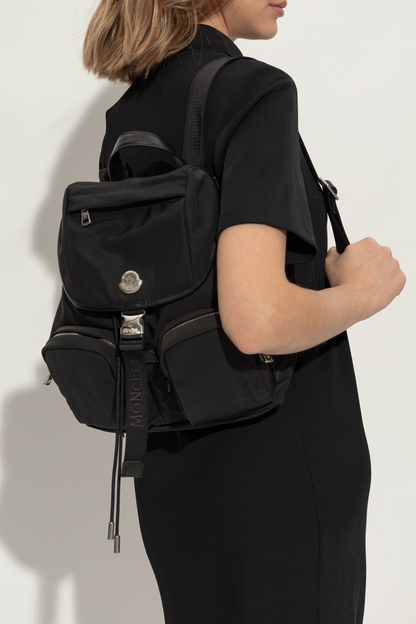 バックパック・リュック MONCLER Woman Backpack Black K109B5A00002M3873 999 Moncler Backpack with logo-shaped appliqué | Women's Bags